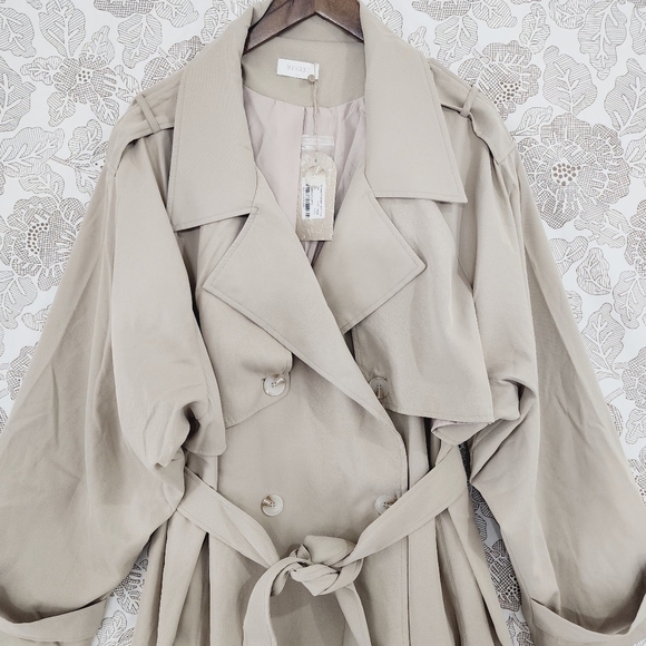 NWT Meshki Andreas oversize Trench Coat Women's XXL Beige - Picture 4 of 9